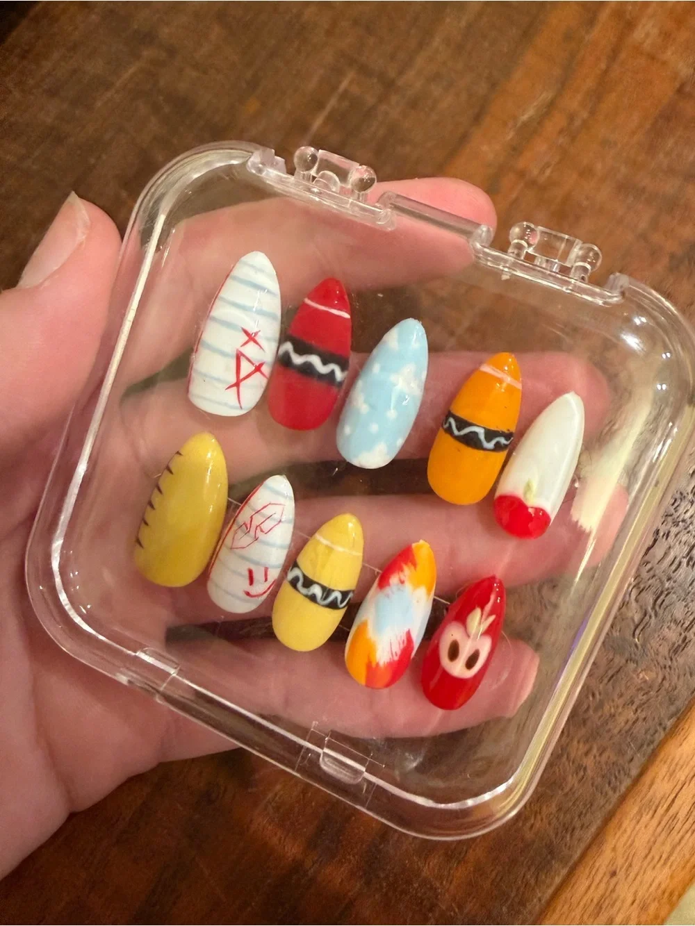 Assorted Yellow, Red & White back to school press On Nail Set